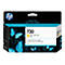 Gelbe HP DesignJet 730 Tintenpatrone, blaue Schmetterlinge, Text: HP Bright Office Ink Cartridge.