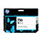 HP DesignJet Tintenpatrone, Produktverpackung mit Schmetterlingsmuster, blaue Schrift, graue Farbe, 730.