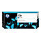 HP Tintenpatrone, blauer Schmetterlingshintergrund. Aufdruck: Designjet 730, Cyan, 300 ml.
