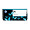 HP DesignJet 746 Tintenpatrone mit Cyan-Tinte. Aufdruck mit Schmetterlingsmotiv.