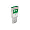 Graue HP-Tintenpatrone. Aufkleber mit „DesignJet“, „747“, „Chromatic Green“ und „Vivid Photo Ink Cartridge“.