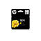 Schwarze HP Tintenpatrone 924. Auf der Packung gelbes Blumenmuster und das Wort 'Yellow'.