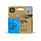 Eine HP Tintenpatronen-Verpackung, Cyan-Tinte, mit Logo, Text und QR-Code.