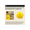 Une publicité pour les cartouches d'encre avec une fleur jaune. Le haut dit : 'Imprimez deux fois plus de pages avec une empreinte CO₂ plus petite'. En dessous se trouve un produit de cartouche qui dit '924e EvoMore Yellow', à côté d'une grande fleur j...