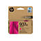Cartouche d'encre HP, carton marron avec insert rose. Impressions : logo HP, 937e, magenta, empreinte carbone, scan.