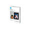 Packung HP Advanced Fotopapier mit Katzenfoto in Bilderrahmen und kleiner Pflanze.