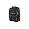 Schwarzer Rucksack mit weißem Marmormuster. Er hat eine Handgelenkschlaufe, mehrere Fächer und das HP-Logo.