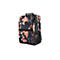 Ein Rucksack mit schwarz-orangem Batikmuster vor weißem Hintergrund mit HP-Logo.