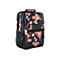 Schwarzer Rucksack mit orangefarbenem Batikmuster, ReiÃŸverschlÃ¼ssen und Tragegriff.