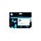 Une cartouche d'encre cyan HP DesignJet 730, illustrée dans un emballage avec des papillons.