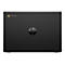 Schwarzes Chromebook Laptop, HP Logo, gepunktete Oberfläche.