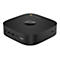 Schwarzer HP Chromebox-Computer mit Chromebox-Logo, HP-Logo, Anschlüssen.