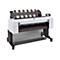 Großformat-Drucker HP DesignJet T1600 mit Papierrolle auf Rollstativ vor weißem Hintergrund.