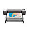 Ein weiß-grauer HP DesignJet T1700 Drucker mit einer farbigen geologischen Karte, die herauskommt. Der Drucker steht auf einem Rollgestell.