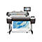 Ein HP Designjet T1700dr Großformatdrucker mit einem angebrachten HP Designjet SD Pro Scanner. Auf dem Tisch wird eine geologische Karte gedruckt.