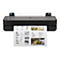 Ein schwarzer HP DesignJet T230 Drucker, der ein farbiges Architekturprojekt druckt.