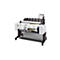 Großformatdrucker HP DesignJet T2600dr mit bedrucktem Architekturplan auf einem weißen Hintergrund.