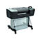 Ein schwarzer HP Designjet Z6 Großformatdrucker mit grauer Basis, mit Rollen und Touchscreen.