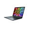 Ein Laptop mit offenem Bildschirm, auf dem ein farbenfrohes, blumenartiges Muster zu sehen ist.