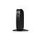 Schwarzer HP Mini-PC mit Standfuß, weißer Hintergrund. Mit USB- und Audioanschlüssen, sowie HP Logo.