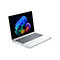 Silbernes HP EliteBook Laptop mit aufgeklapptem Bildschirm und buntem abstraktem Hintergrundbild.