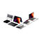 Mehrere silberne und schwarze HP Laptops und eine Dockingstation vor weißem Hintergrund.
