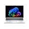 Silbernes HP EliteBook Laptop von vorne mit Windows 11 Wallpaper auf dem Display.