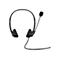 Casque noir avec microphone. Sur fond blanc.