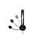 Casque noir avec microphone et bras, sur fond blanc.