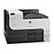 Ein HP LaserJet 700 M712 Drucker, der hauptsächlich in Weiß, Schwarz und Grau gehalten ist. Der Drucker ist in drei Ebenen unterteilt, mit einer Bedienfeldleiste mit Tasten und einem Bildschirm.