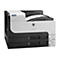 Ein HP LaserJet 700 M712 Drucker. Weißes und schwarzes Design. Auf der Oberseite befindet sich ein Bedienfeld und ein Papierausgabefach.
