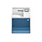 Ein weißer HP-Multifunktionsdrucker. Auf dem Bedienfeld befinden sich Symbole: Drucken, USB, JetAdvantage. Das blaue Gehäuse ist mit dem HP-Logo versehen.