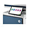 Ein HP-Multifunktionsgerät mit Touchscreen-Bedienfeld. Auf dem Bildschirm werden Optionen wie Kopieren, Drucken und Scannen angezeigt.