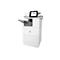 Weißer HP-Multifunktionsdrucker. Touchscreen mit Icons. Ausgabefach mit Farbkopien.