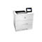 Weißer HP LaserJet Enterprise M507 Drucker mit Touchscreen. Ein Blatt Papier wird bedruckt.