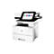 Ein weißer HP-Multifunktionsdrucker, zeigt auf dem Touchscreen die Funktionen Kopieren, Scannen, Drucken und Faxen.
