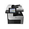 Schwarzer und grauer HP-Multifunktionsdrucker. Auf dem Touchscreen sind Optionen wie Kopieren, Faxen und Scannen zu sehen.
