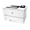 Weißer HP LaserJet Pro M501 Drucker. Auf dem Ausgabefach liegt ein bedrucktes Blatt. Rechts ist das Bedienfeld mit Display.