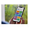 Hände halten ein Smartphone mit HP Smart App. Auf dem Bildschirm sind App-Optionen zu sehen.
