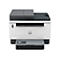 HP LaserJet Tank MFP 2604sdw, weiß-grauer Drucker mit Bedienfeld und HP-Logo. Vor weißem Hintergrund.