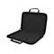 Schwarze, offene Laptoptasche mit Tragegriff und geriffelter InnenflÃ¤che.
