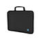 Schwarze Laptop-Tasche mit Griff, HP-Logo, weiÃŸer Hintergrund.