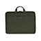 Dunkelgrüne Laptoptasche, mit zwei Tragegriffen und Reißverschluss.
