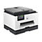 Ein weiß-grauer HP OfficeJet Pro Drucker mit Bedienfeld und Logo.