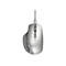 Silberne HP-Maus mit USB-Kabel. Auf der Maus sind das HP-Logo, Scrollrad, und ein Schalter zu sehen.