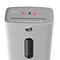 Gray paper shredder with HP logo. Paper input, control lights, viewing window.