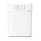 White, rectangular device with ventilation slots and a small hole.