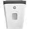 White shredder with gray top and logo. Rectangular input area.