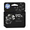 Schwarze HP 912XL Tintenpatronen-Verpackung mit Blumenmotiv vor neutralem Hintergrund.