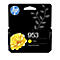 Gelbe Original HP 953 Tintenpatrone in schwarzer Verpackung mit Blumenmotiv.